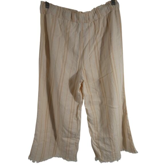 Beau Dawson Large Cropped Wide Leg Beachy Pants Pockets Stripes Drawstring - Picture 4 of 5
